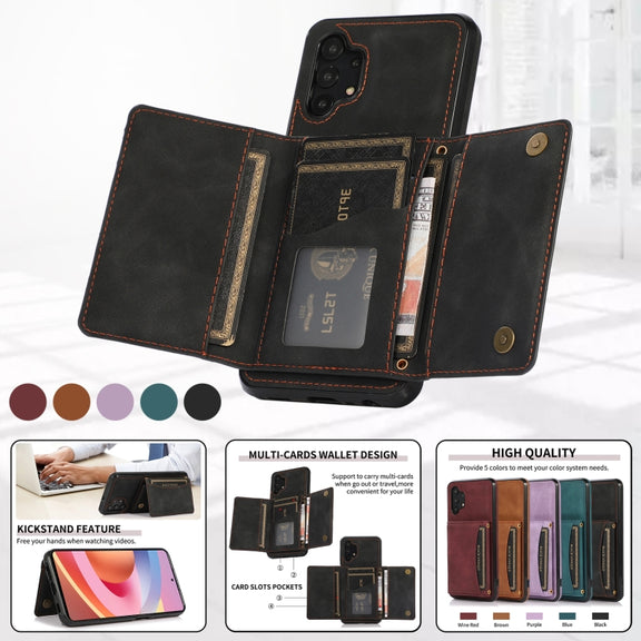 For Samsung Galaxy A32 4G Three-fold Leather Phone Case with Card Slot & Wallet & Holder(Black)