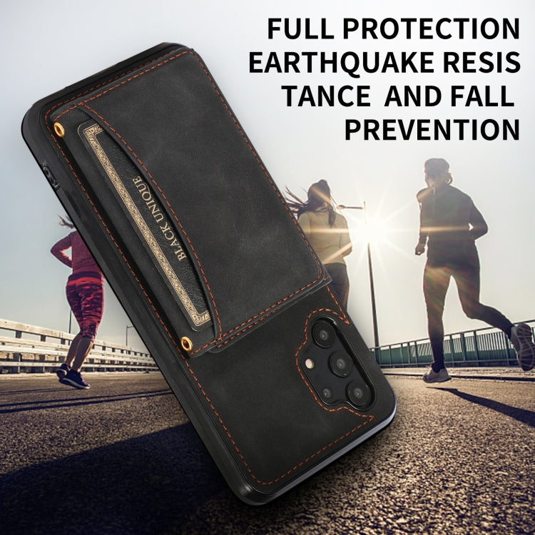 For Samsung Galaxy A32 4G Three-fold Leather Phone Case with Card Slot & Wallet & Holder(Black)