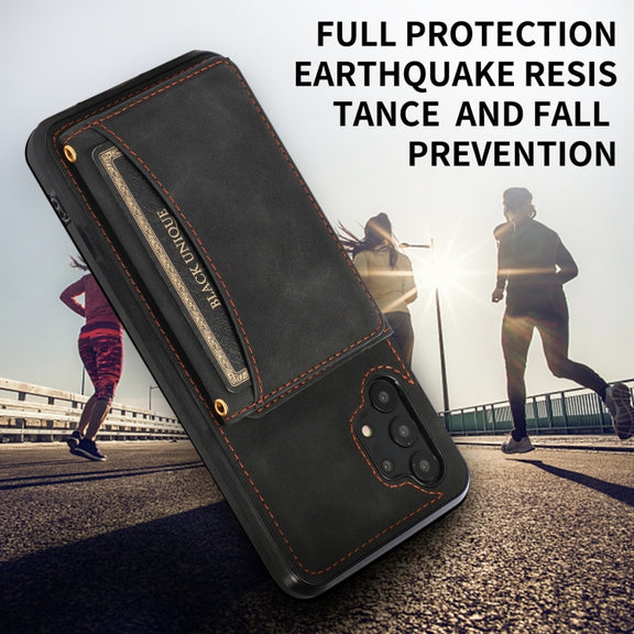 For Samsung Galaxy A32 4G Three-fold Leather Phone Case with Card Slot & Wallet & Holder(Black)