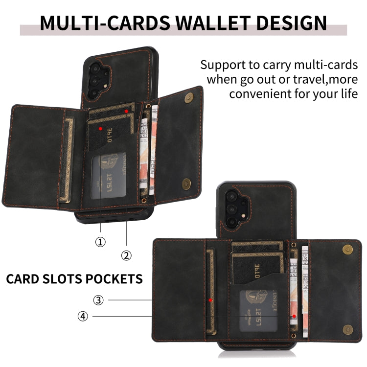 For Samsung Galaxy A32 4G Three-fold Leather Phone Case with Card Slot & Wallet & Holder(Black)