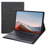 SF109-A Tree Texture Bluetooth Keyboard Leather Case with Touchpad For Microsoft Surface Pro 4 / 5 / 6 / 7(Black + Black)