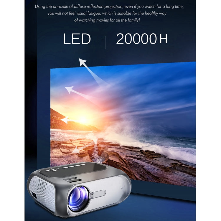 T7i 720P 200 ANSI Home Theater LED HD Digital Projector, Same Screen Version, US Plug(Silver Grey)