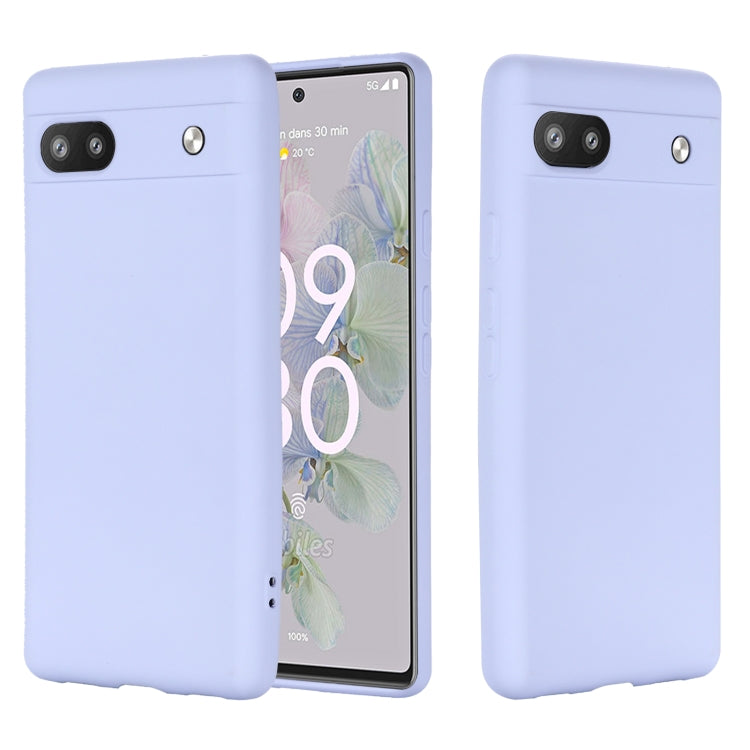 For Google Pixel 6a Pure Color Liquid Silicone Phone Case(Purple)