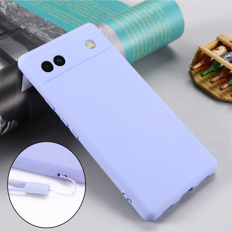 For Google Pixel 6a Pure Color Liquid Silicone Phone Case(Purple)