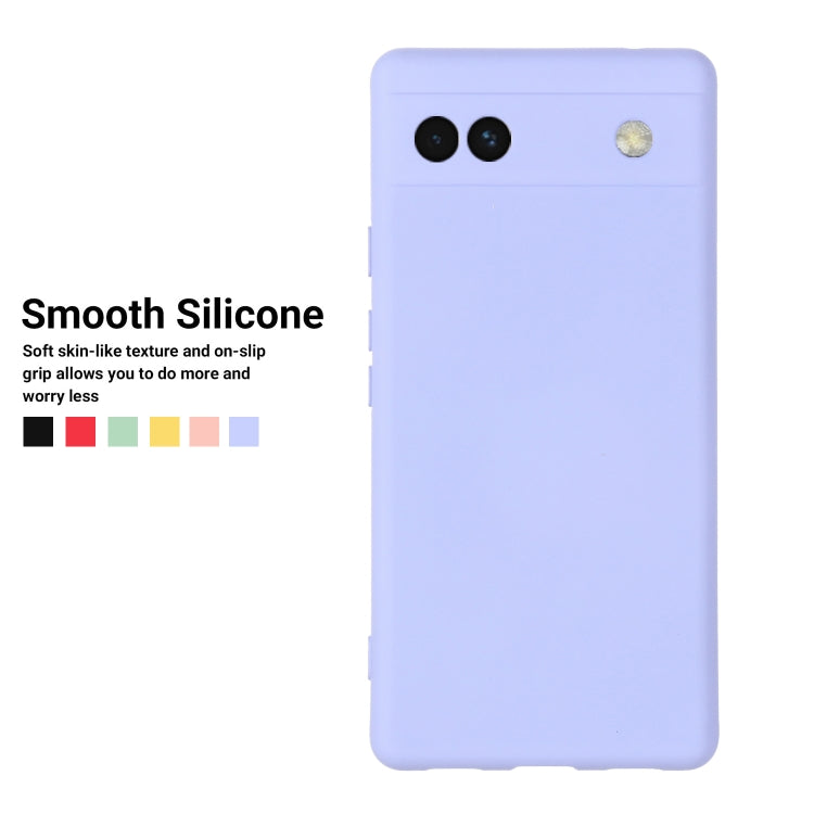 For Google Pixel 6a Pure Color Liquid Silicone Phone Case(Purple)