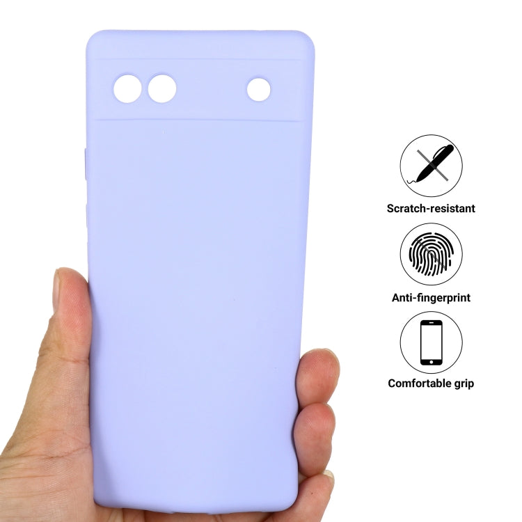 For Google Pixel 6a Pure Color Liquid Silicone Phone Case(Purple)