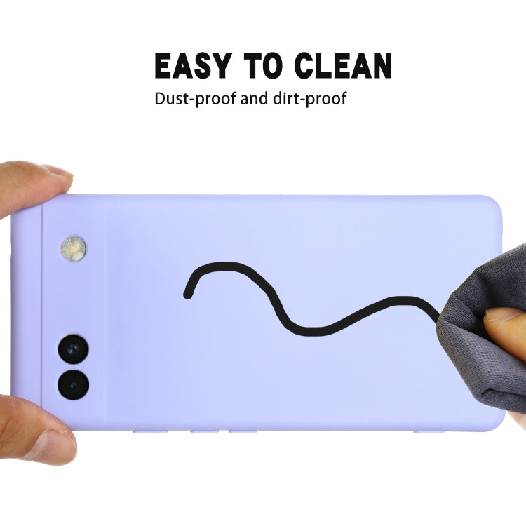 For Google Pixel 6a Pure Color Liquid Silicone Phone Case(Purple)