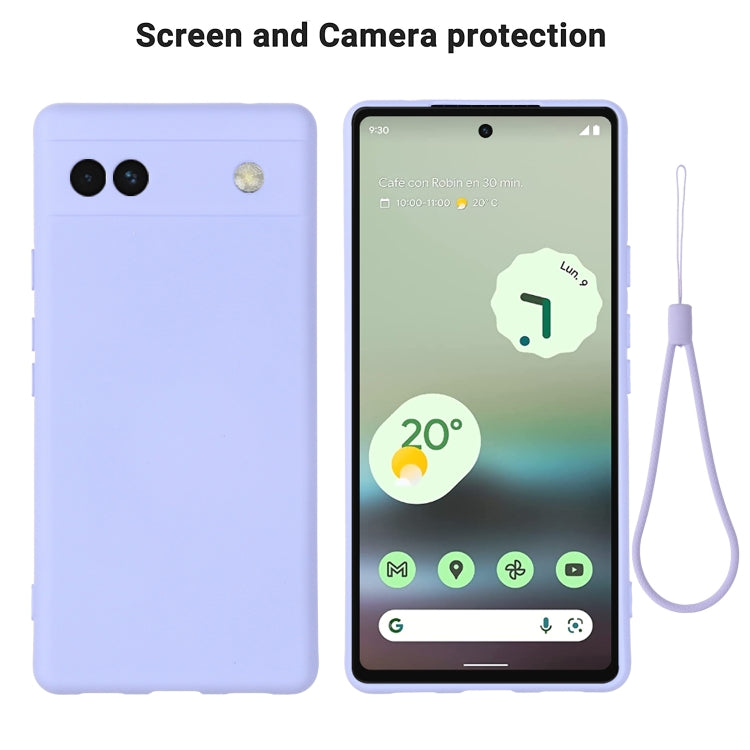 For Google Pixel 6a Pure Color Liquid Silicone Phone Case(Purple)