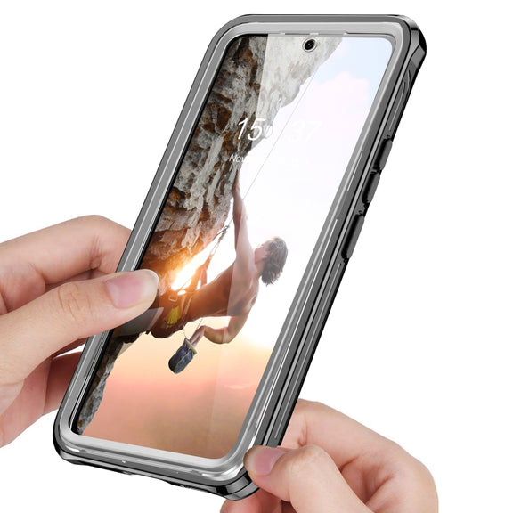 For Samsung Galaxy S22 5G RedPepper Transparent Dot Shockproof Water-resistant PC + TPU Phone Case(Black)