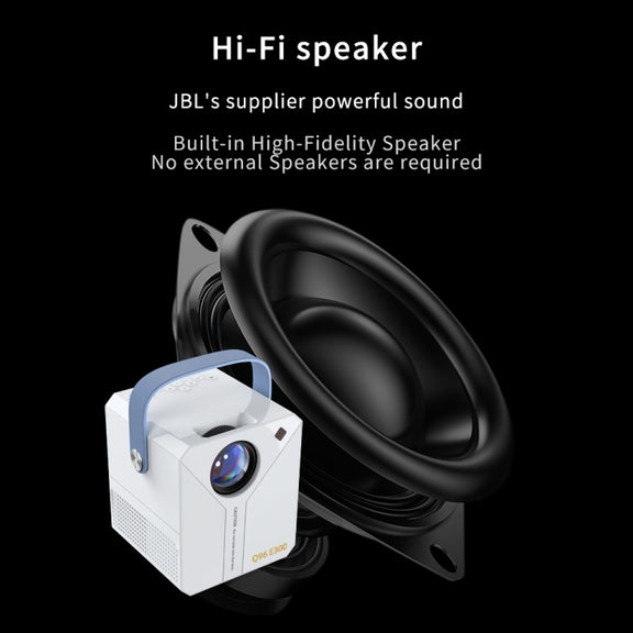 Q96 E300 Intelligent Portable HD 4K Projector, AU Plug, Specification: Phone Screen Version(White)