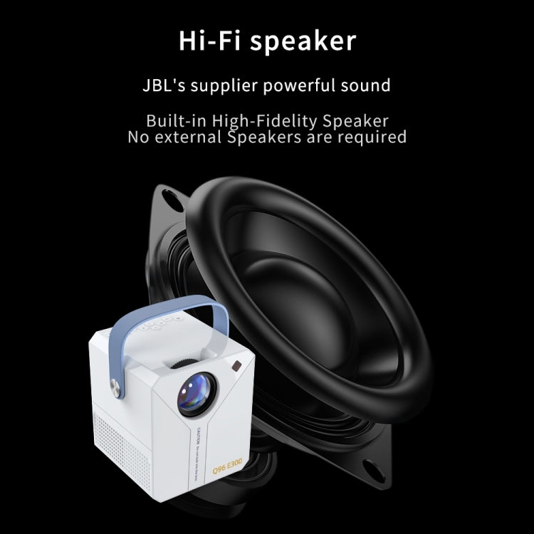 Q96 E300 Intelligent Portable HD 4K Projector, AU Plug, Specification: Phone Screen Version(White)