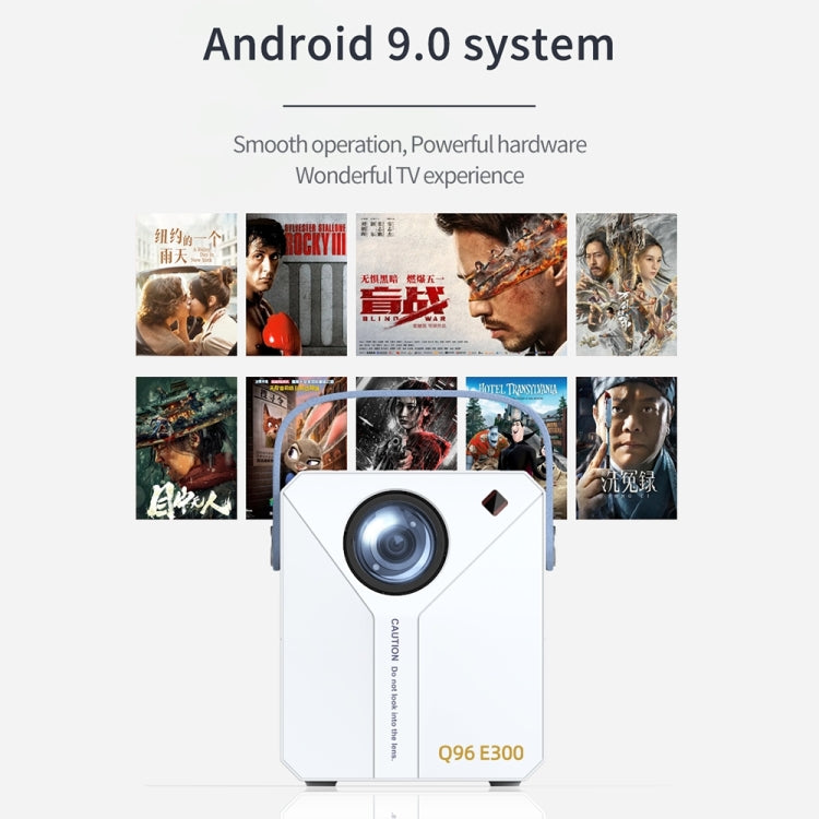Q96 E300 Intelligent Portable HD 4K Projector, AU Plug, Specification: Phone Screen Version(White)