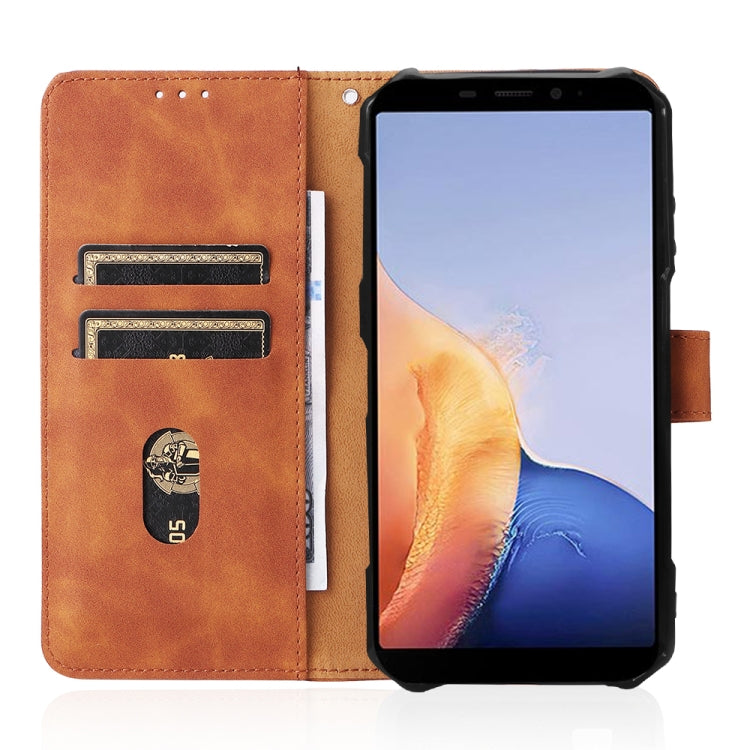 For Ulefone Armor X9 Skin Feel Magnetic Buckle Calf Texture PU Phone Case(Brown)