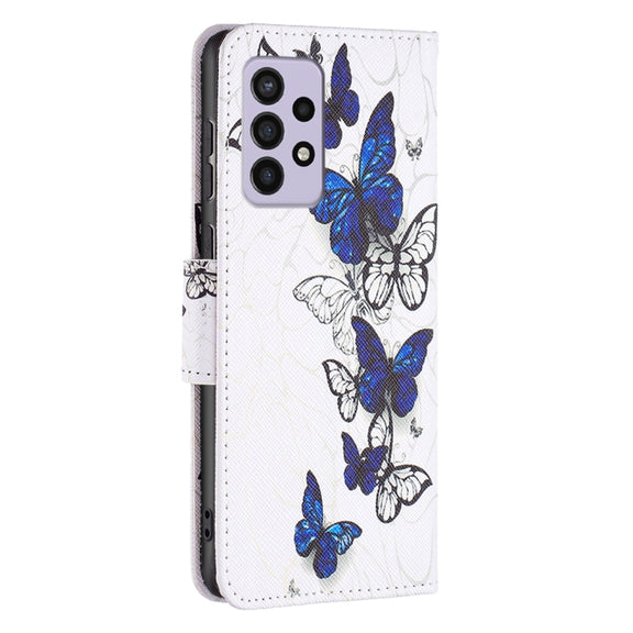 For Samsung Galaxy A33 5G Colored Drawing Leather Phone Case(Butterflies)
