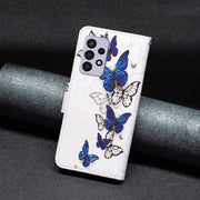 For Samsung Galaxy A33 5G Colored Drawing Leather Phone Case(Butterflies)