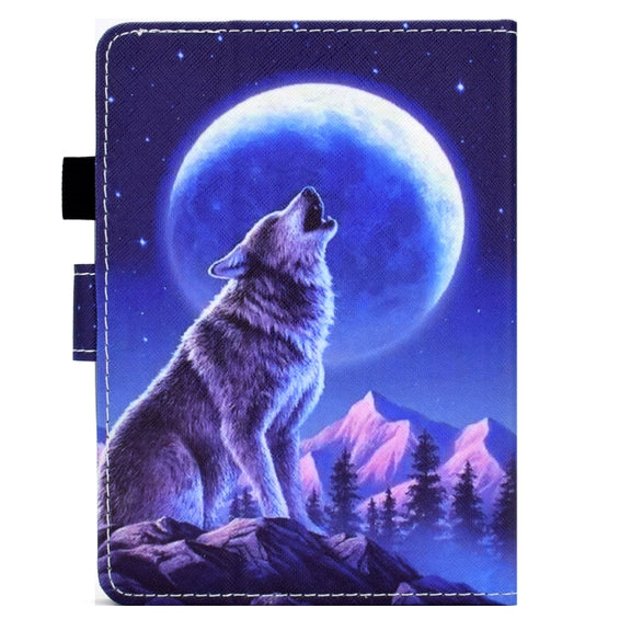 For Amazon Kindle Paperwhite 5 Sewing Pen Slot Leather Tablet Case(Night Wolf)