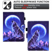 For Amazon Kindle Paperwhite 5 Sewing Pen Slot Leather Tablet Case(Night Wolf)
