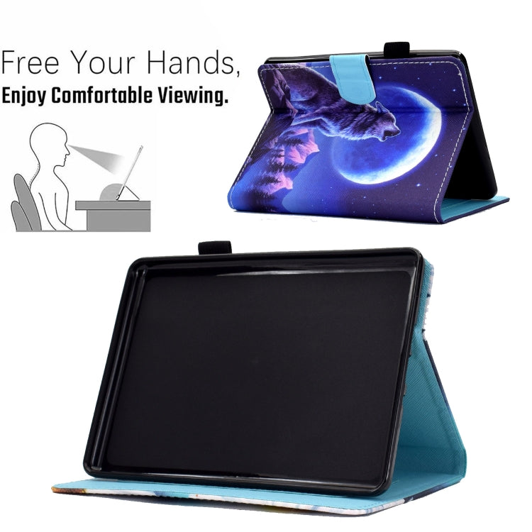 For Amazon Kindle Paperwhite 5 Sewing Pen Slot Leather Tablet Case(Night Wolf)