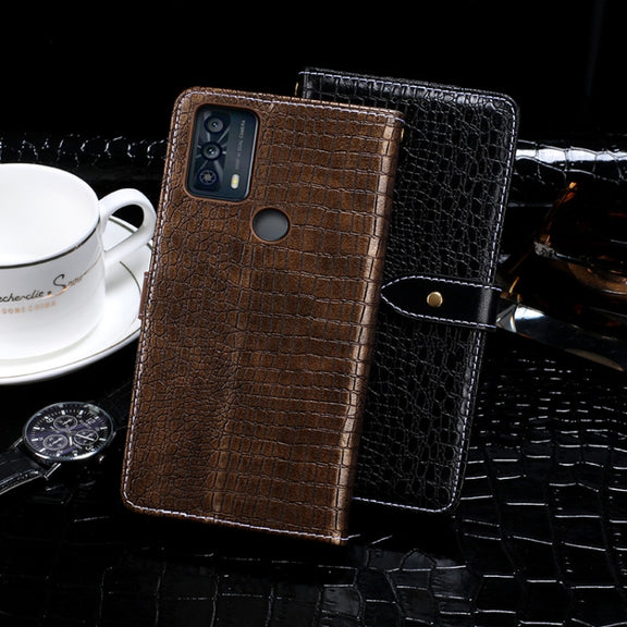 For TCL 20B idewei Crocodile Texture Horizontal Flip Leather Phone Case(Dark Blue)