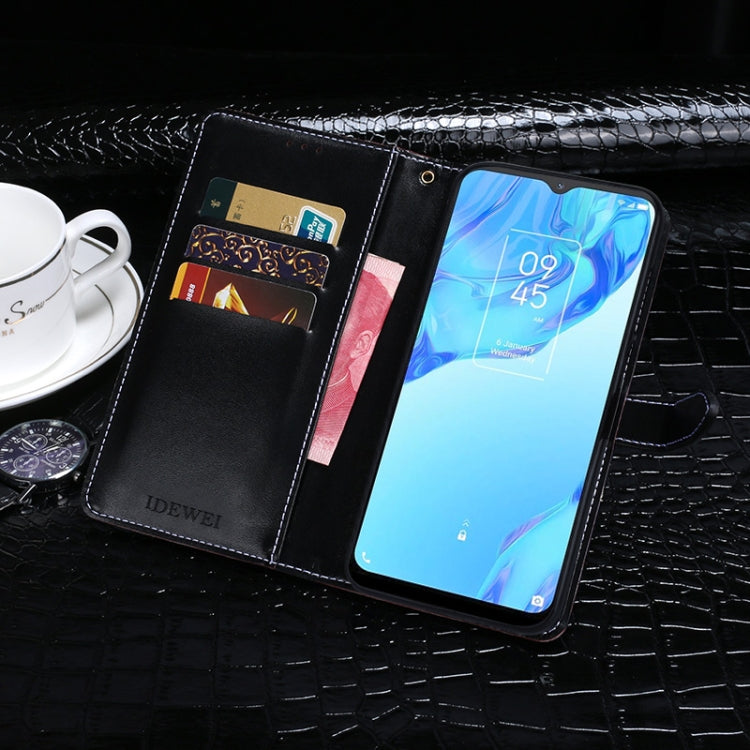 For TCL 20B idewei Crocodile Texture Horizontal Flip Leather Phone Case(Dark Blue)