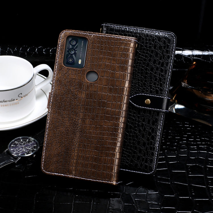 For TCL 20B idewei Crocodile Texture Horizontal Flip Leather Phone Case(Black)