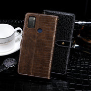 For TCL 20Y idewei Crocodile Texture Horizontal Flip Leather Phone Case(Dark Blue)