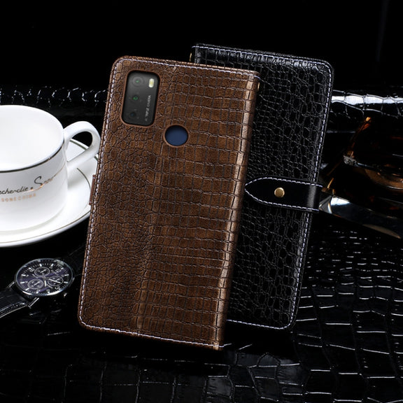 For TCL 20Y idewei Crocodile Texture Horizontal Flip Leather Phone Case(Dark Blue)