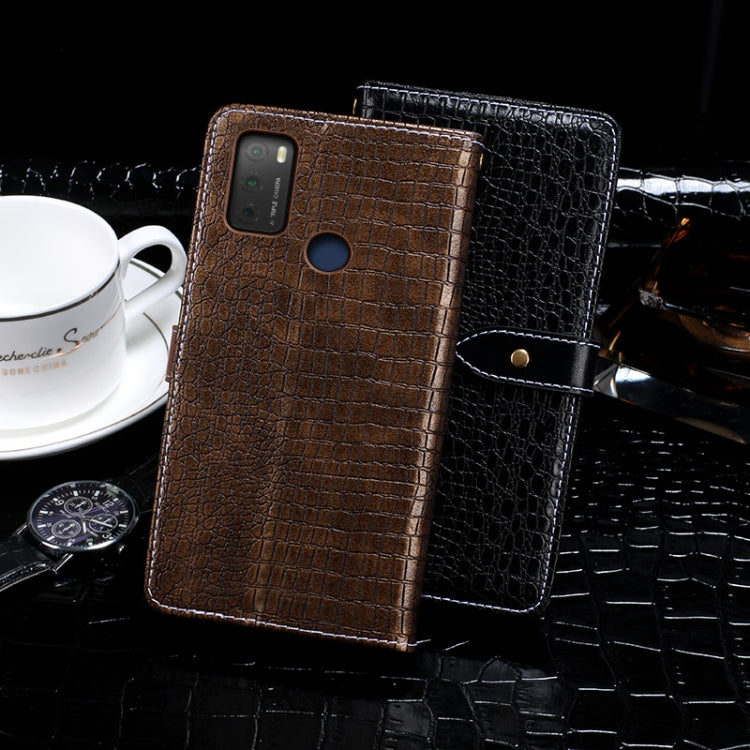 For TCL 20Y idewei Crocodile Texture Horizontal Flip Leather Phone Case(Dark Blue)
