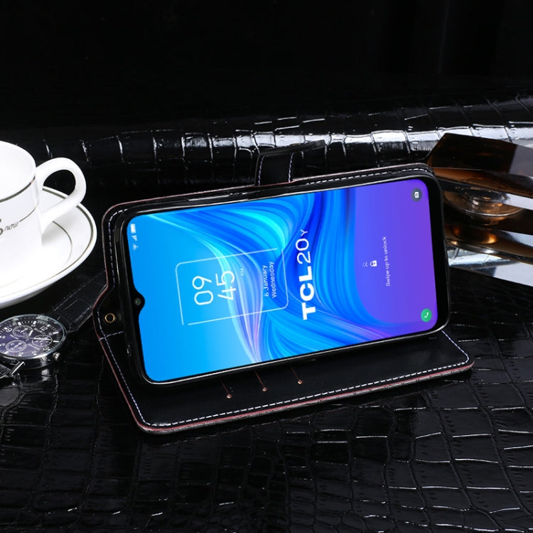 For TCL 20Y idewei Crocodile Texture Horizontal Flip Leather Phone Case(Dark Blue)