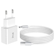 IVON AD-35 2 in 1 18W QC3.0 USB Port Travel Charger + 1m USB to USB-C / Type-C Data Cable Set, EU Plug(White)