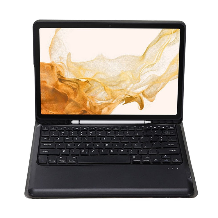 A800B Split Bluetooth Keyboard Leather Case with Holder & Pen Slot For Samsung Galaxy Tab S8+ X800(Black)