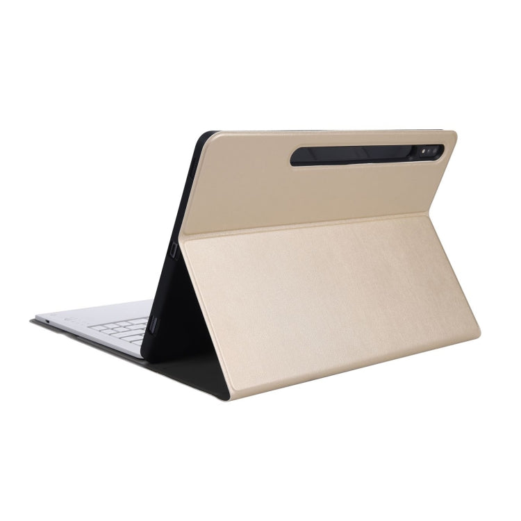 A800B Split Bluetooth Keyboard Leather Case with Holder & Pen Slot For Samsung Galaxy Tab S8+ X800(Gold)
