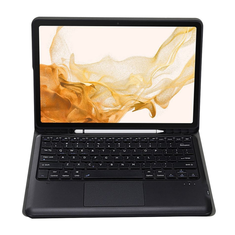 A800B-A Split Bluetooth Keyboard Leather Case with Holder & Pen Slot & Touchpad For Samsung Galaxy Tab S8+ X800(Black)