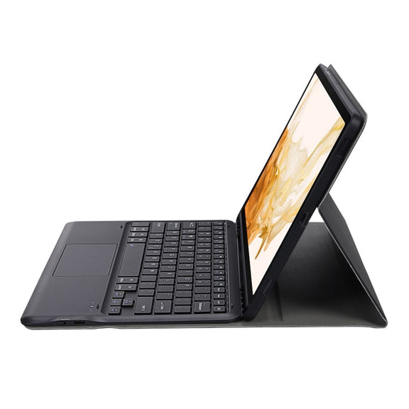 A800B-A Split Bluetooth Keyboard Leather Case with Holder & Pen Slot & Touchpad For Samsung Galaxy Tab S8+ X800(Black)