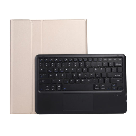 A800B-A Split Bluetooth Keyboard Leather Case with Holder & Pen Slot & Touchpad For Samsung Galaxy Tab S8+ X800(Gold)