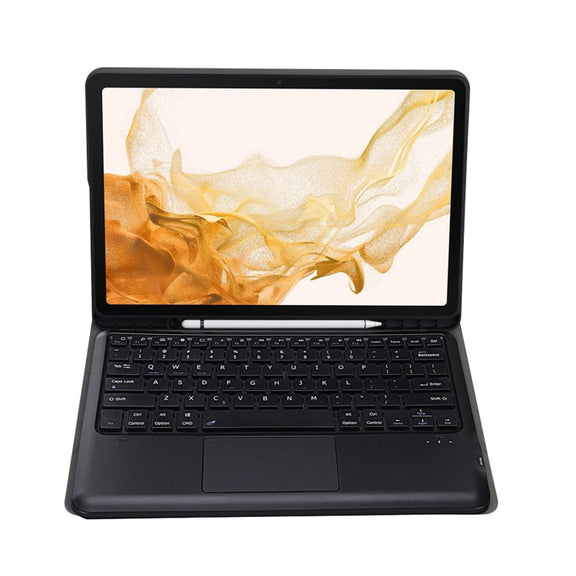 A800B-A Split Bluetooth Keyboard Leather Case with Holder & Pen Slot & Touchpad For Samsung Galaxy Tab S8+ X800(Gold)
