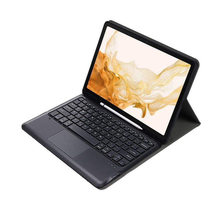 A800B-A Split Bluetooth Keyboard Leather Case with Holder & Pen Slot & Touchpad For Samsung Galaxy Tab S8+ X800(Gold)