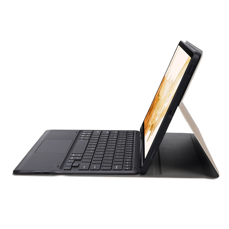 A800B-A Split Bluetooth Keyboard Leather Case with Holder & Pen Slot & Touchpad For Samsung Galaxy Tab S8+ X800(Gold)