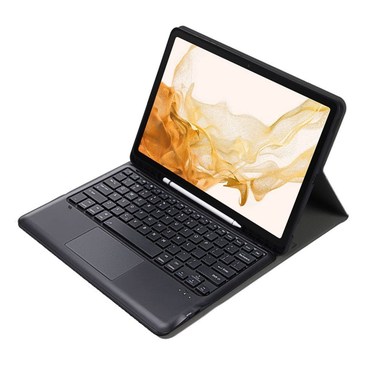 A800B-A Split Bluetooth Keyboard Leather Case with Holder & Pen Slot & Touchpad For Samsung Galaxy Tab S8+ X800(Rose Gold)
