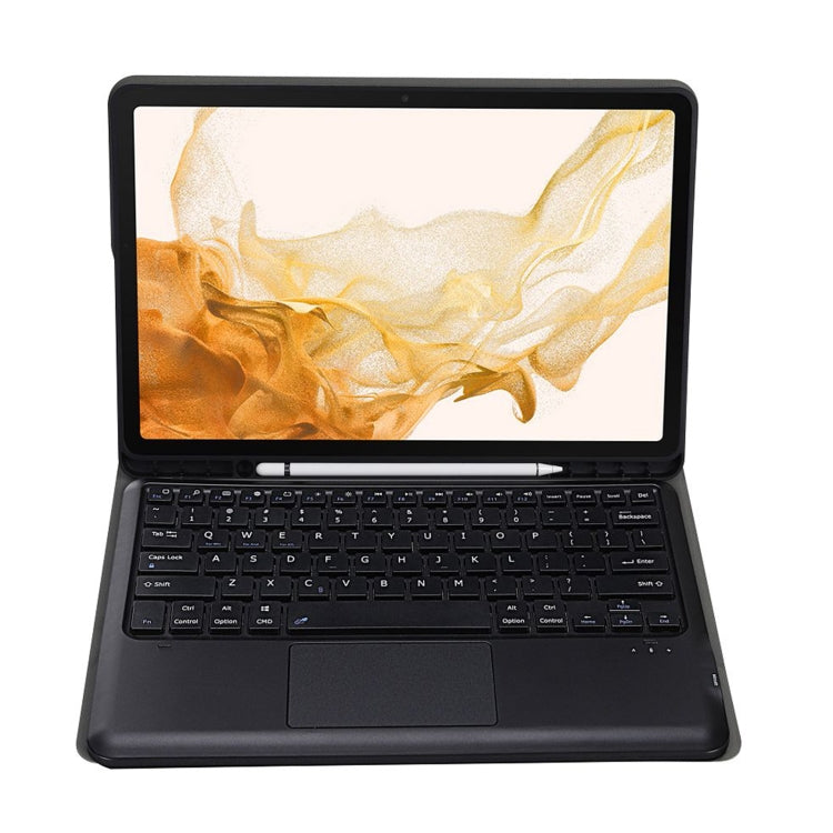 A800B-A Split Bluetooth Keyboard Leather Case with Holder & Pen Slot & Touchpad For Samsung Galaxy Tab S8+ X800(Blue)