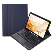 A800B-A Split Bluetooth Keyboard Leather Case with Holder & Pen Slot & Touchpad For Samsung Galaxy Tab S8+ X800(Blue)