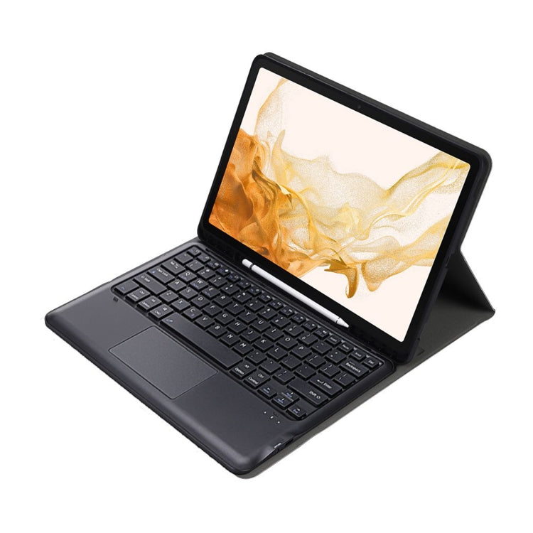 A800B-A Split Bluetooth Keyboard Leather Case with Holder & Pen Slot & Touchpad For Samsung Galaxy Tab S8+ X800(Blue)