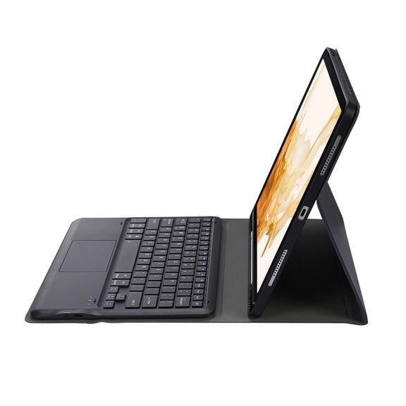 A800B-A Split Bluetooth Keyboard Leather Case with Holder & Pen Slot & Touchpad For Samsung Galaxy Tab S8+ X800(Blue)