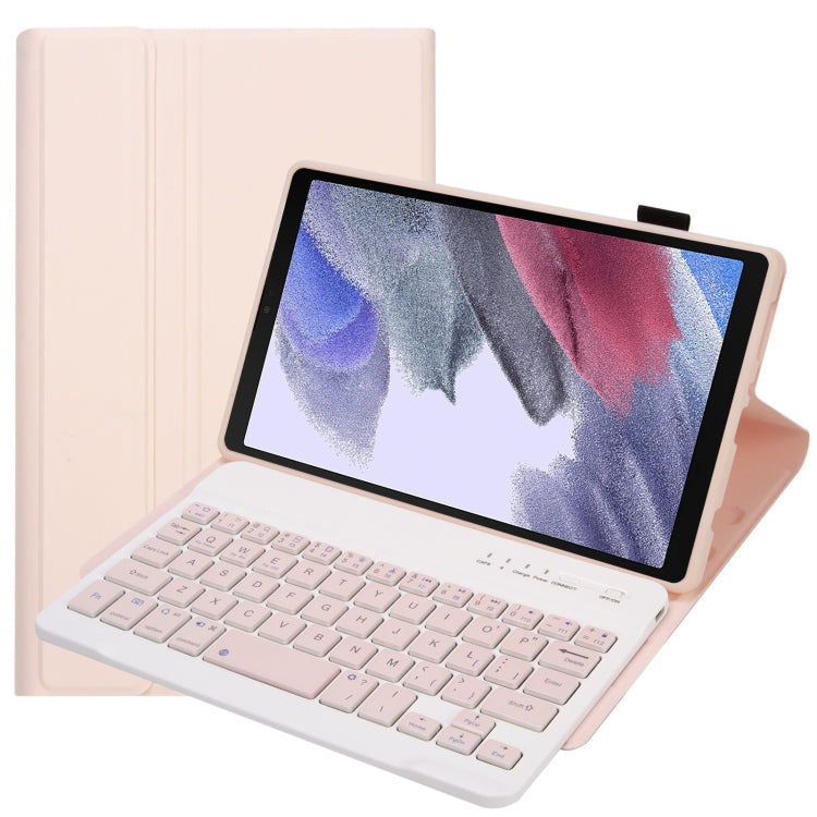 A220 Candy Color TPU Detachable Bluetooth Keyboard Leather Case with Bracket For Samsung Galaxy Tab A7 Lite 8.7 T220 / T225(Pink)