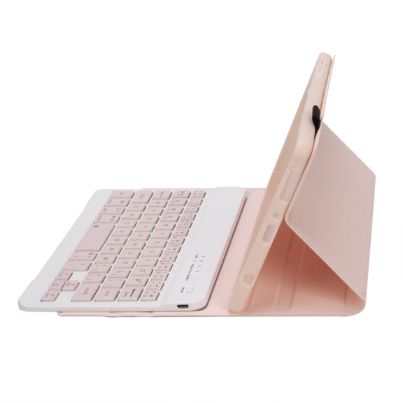 A220 Candy Color TPU Detachable Bluetooth Keyboard Leather Case with Bracket For Samsung Galaxy Tab A7 Lite 8.7 T220 / T225(Pink)