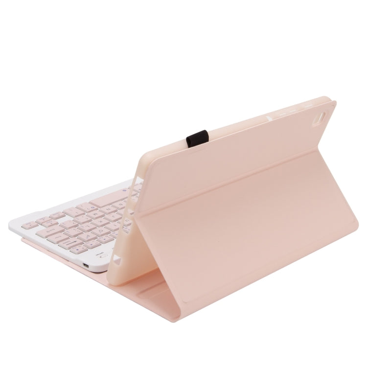 A220 Candy Color TPU Detachable Bluetooth Keyboard Leather Case with Bracket For Samsung Galaxy Tab A7 Lite 8.7 T220 / T225(Pink)