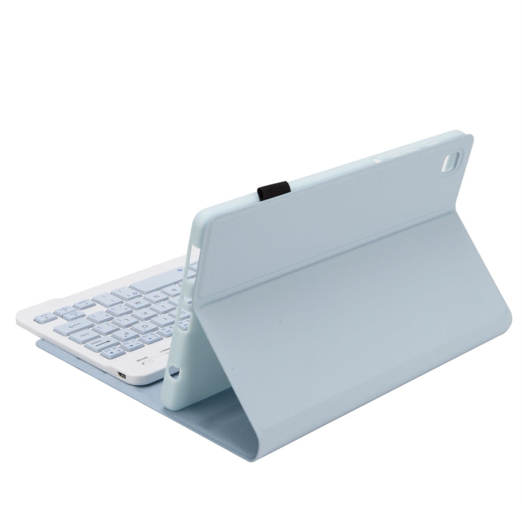 A220 Candy Color TPU Detachable Bluetooth Keyboard Leather Case with Bracket For Samsung Galaxy Tab A7 Lite 8.7 T220 / T225(White Ice Orchid)