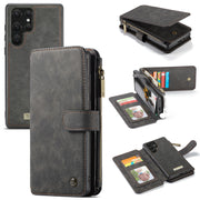 For Samsung Galaxy S22 Ultra 5G CaseMe-007 Detachable Multifunctional Leather Phone Case(Black)