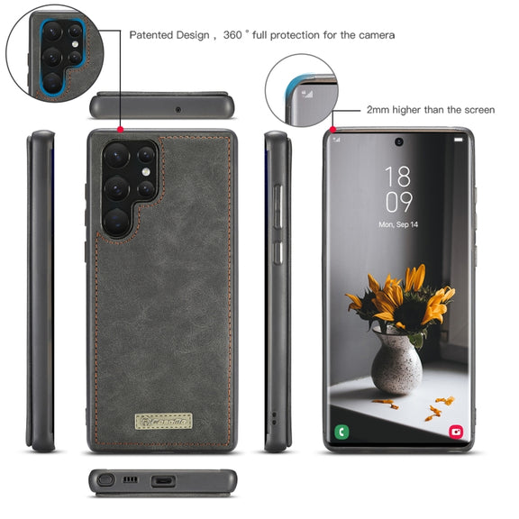 For Samsung Galaxy S22 Ultra 5G CaseMe-007 Detachable Multifunctional Leather Phone Case(Black)