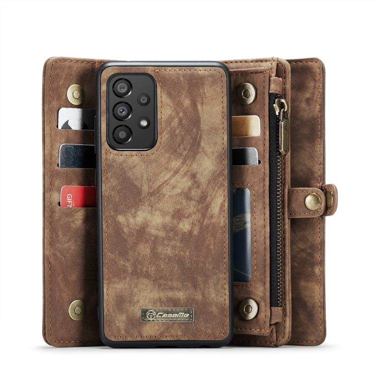 For Samsung Galaxy A53 5G CaseMe-008 Detachable Multifunctional Horizontal Flip Leather Case(Brown)
